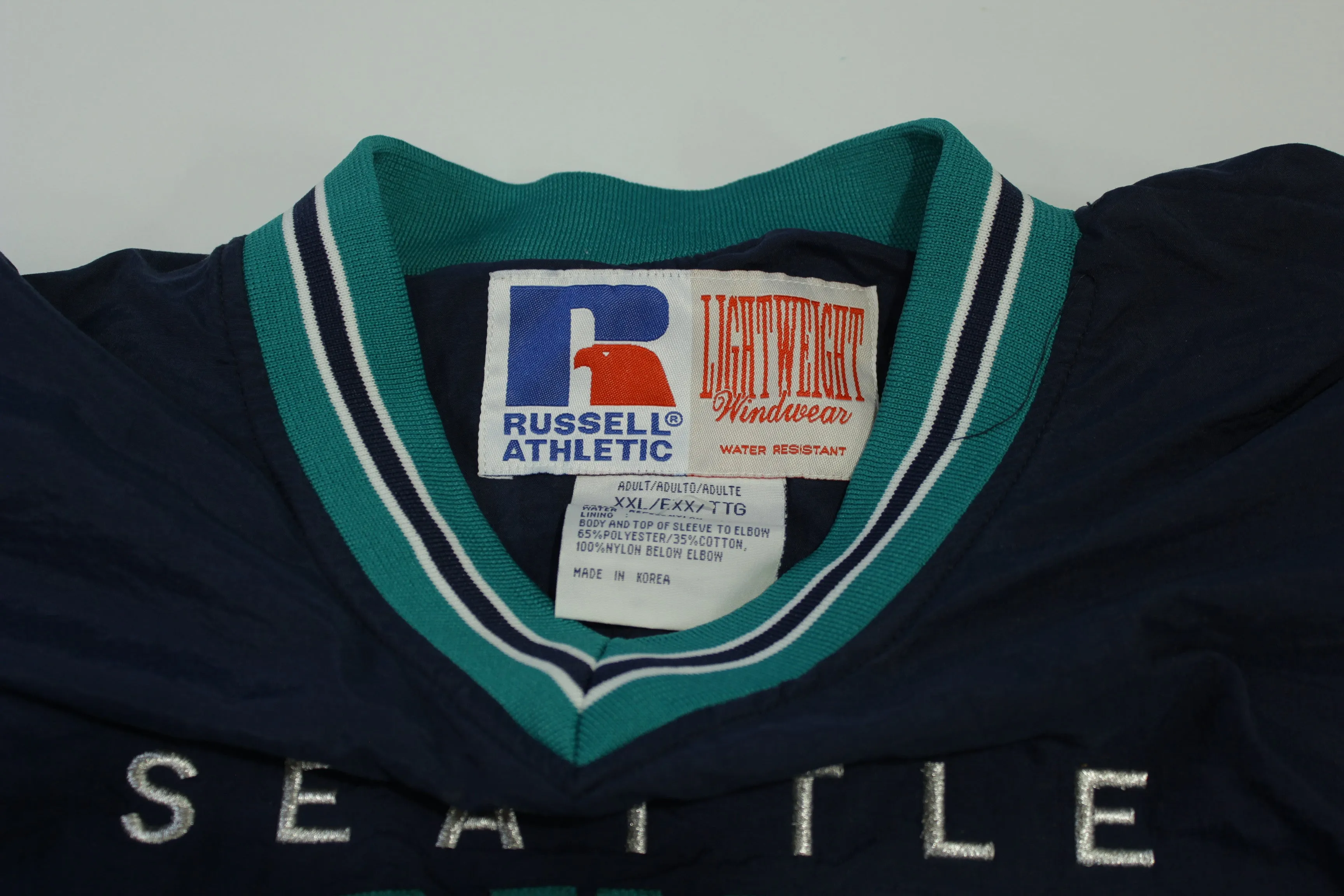 Seattle Mariners Vintage Russell Stitched Embroidered 90's Pullover Windbreaker Jacket