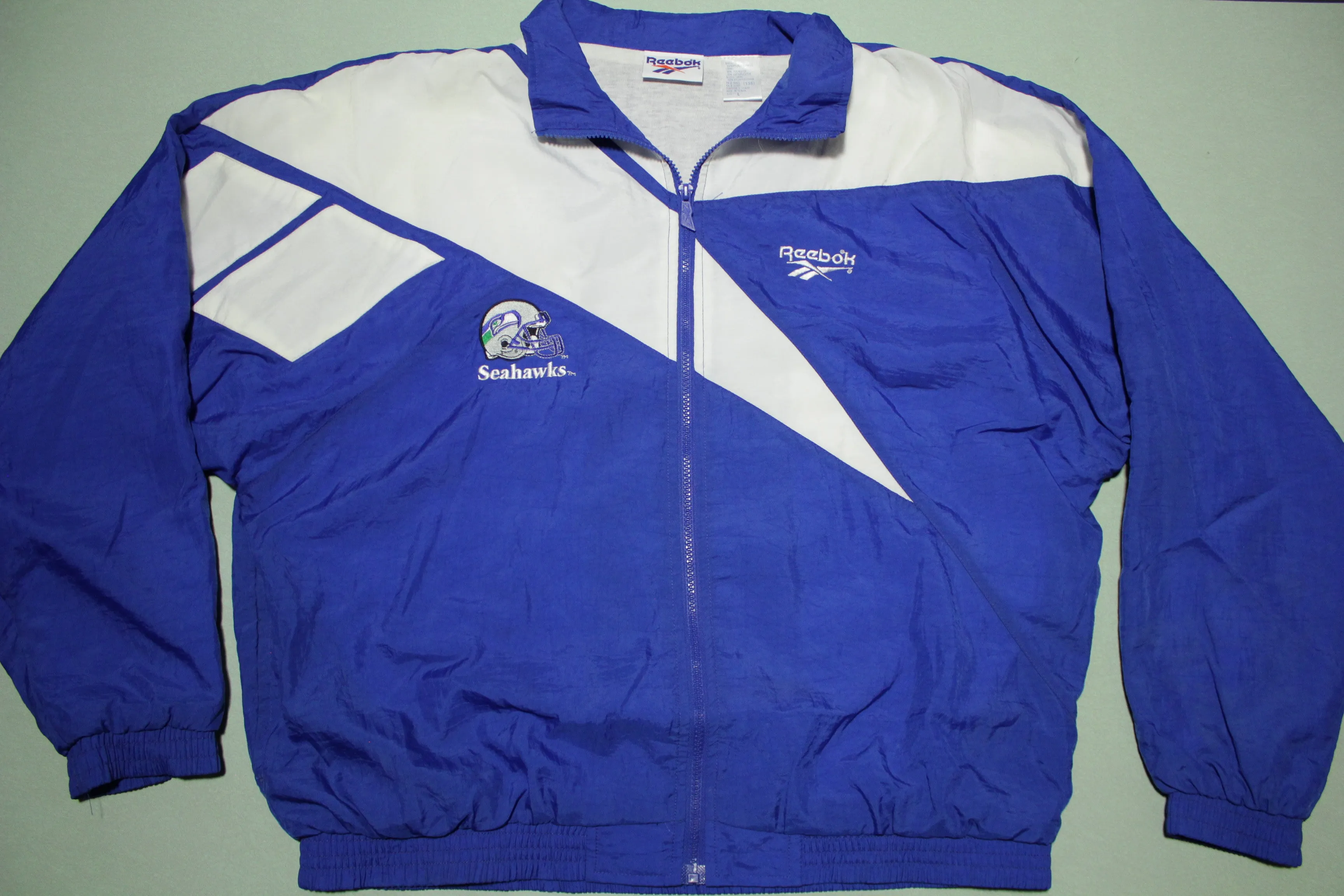 Seattle Seahawks Vintage 90's Reebok Football Windbreaker Track Field Jacket