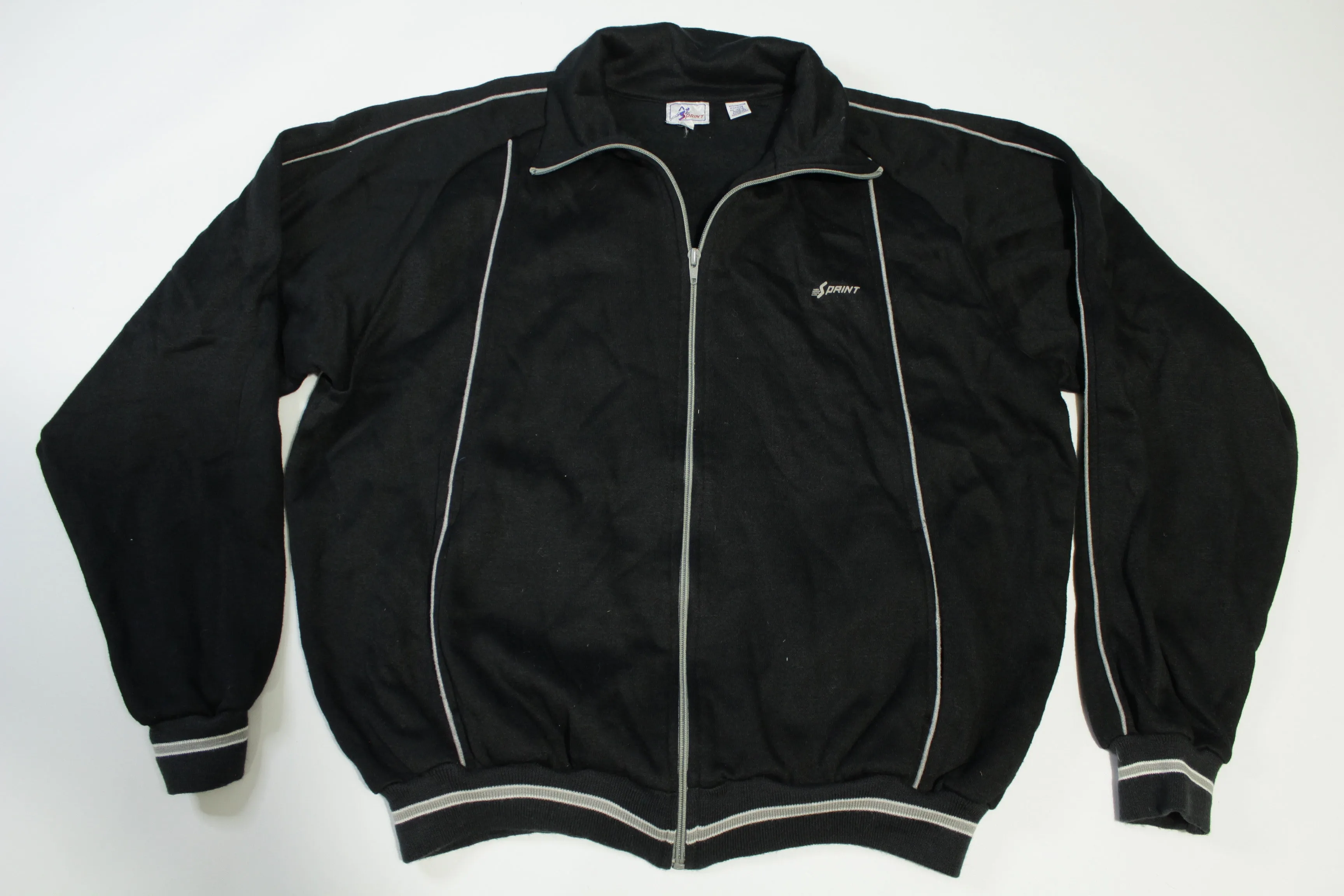 Sprint Black Striped Vintage 80's Track Jacket