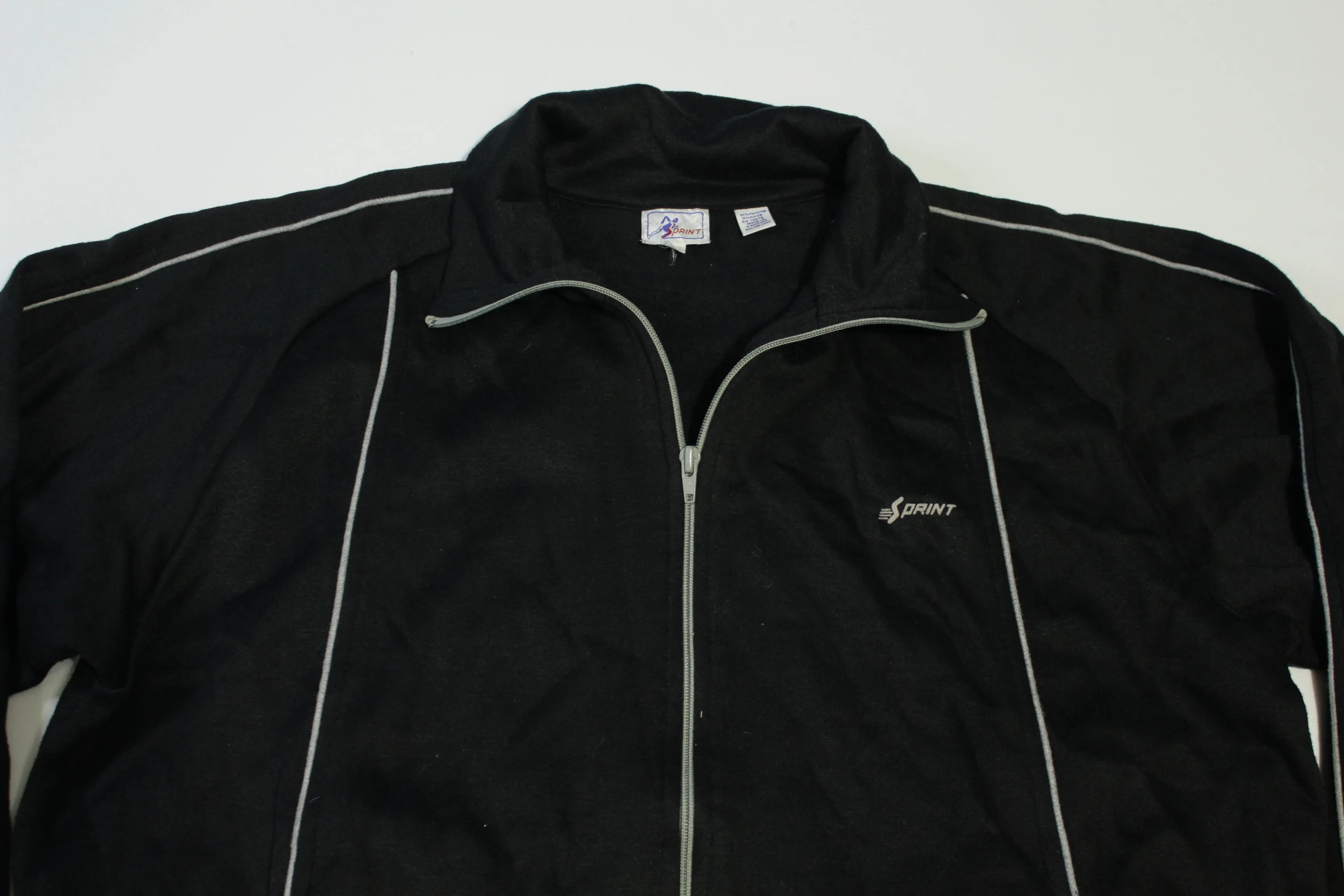 Sprint Black Striped Vintage 80's Track Jacket