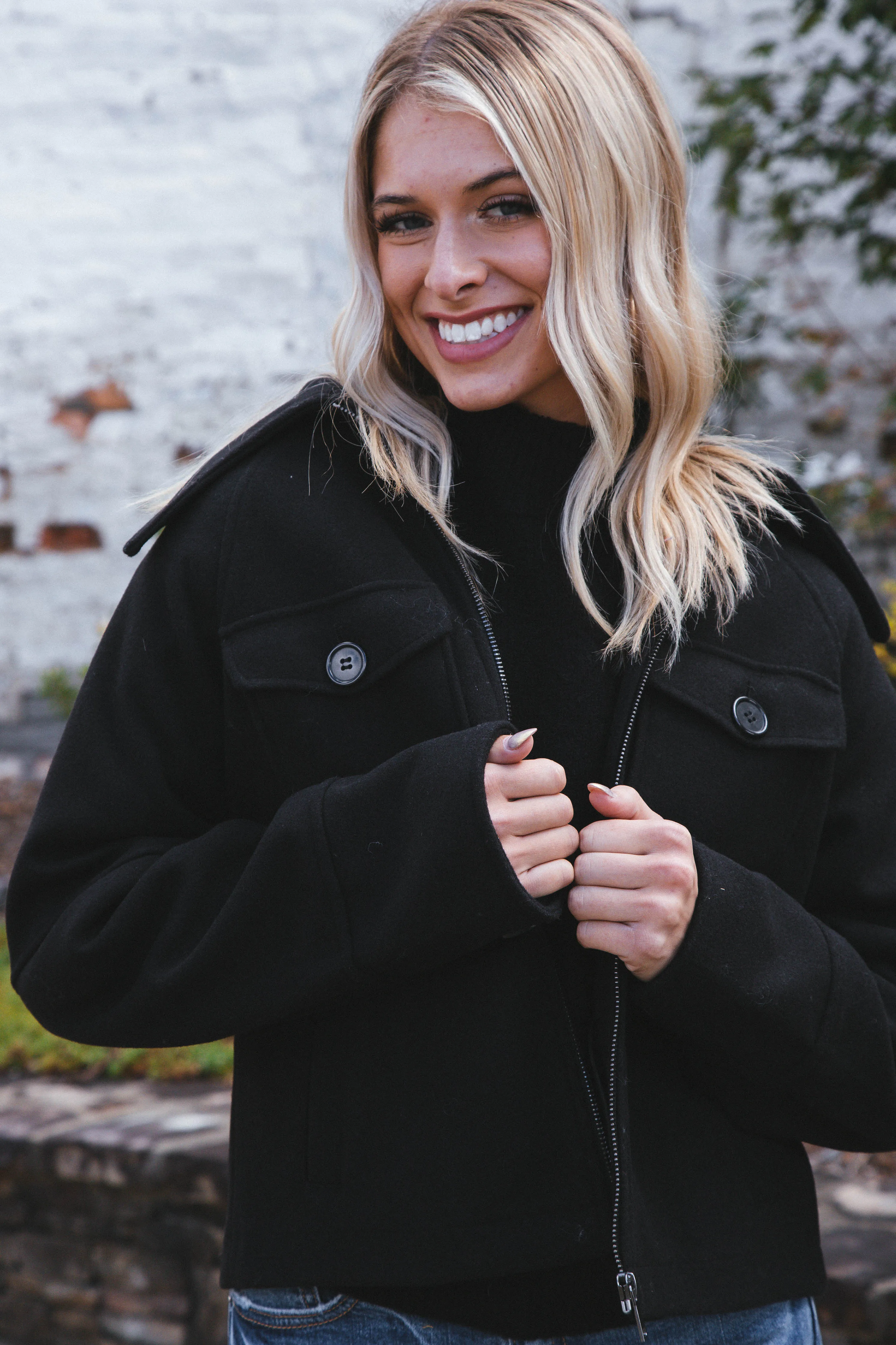 Stassi Zip Up Jacket with Lapel, Black | Velvet Heart