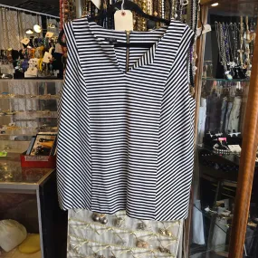 TALBOTS Black/White Stripe Sleeveless Top 1X