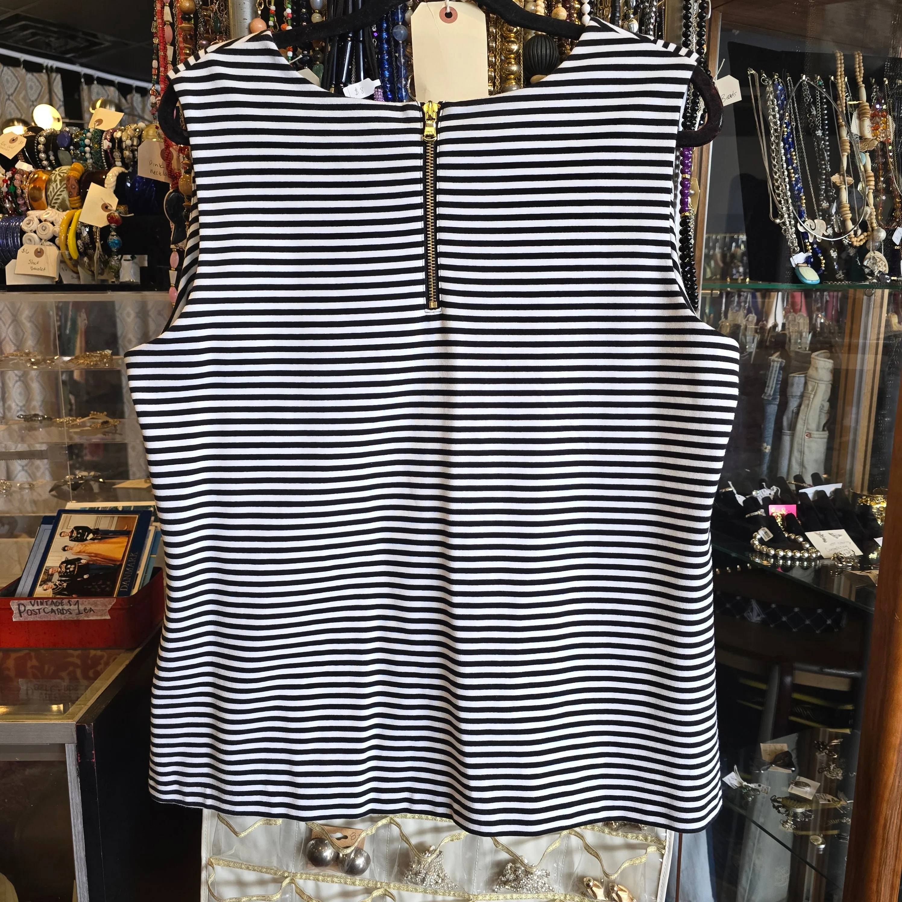 TALBOTS Black/White Stripe Sleeveless Top 1X