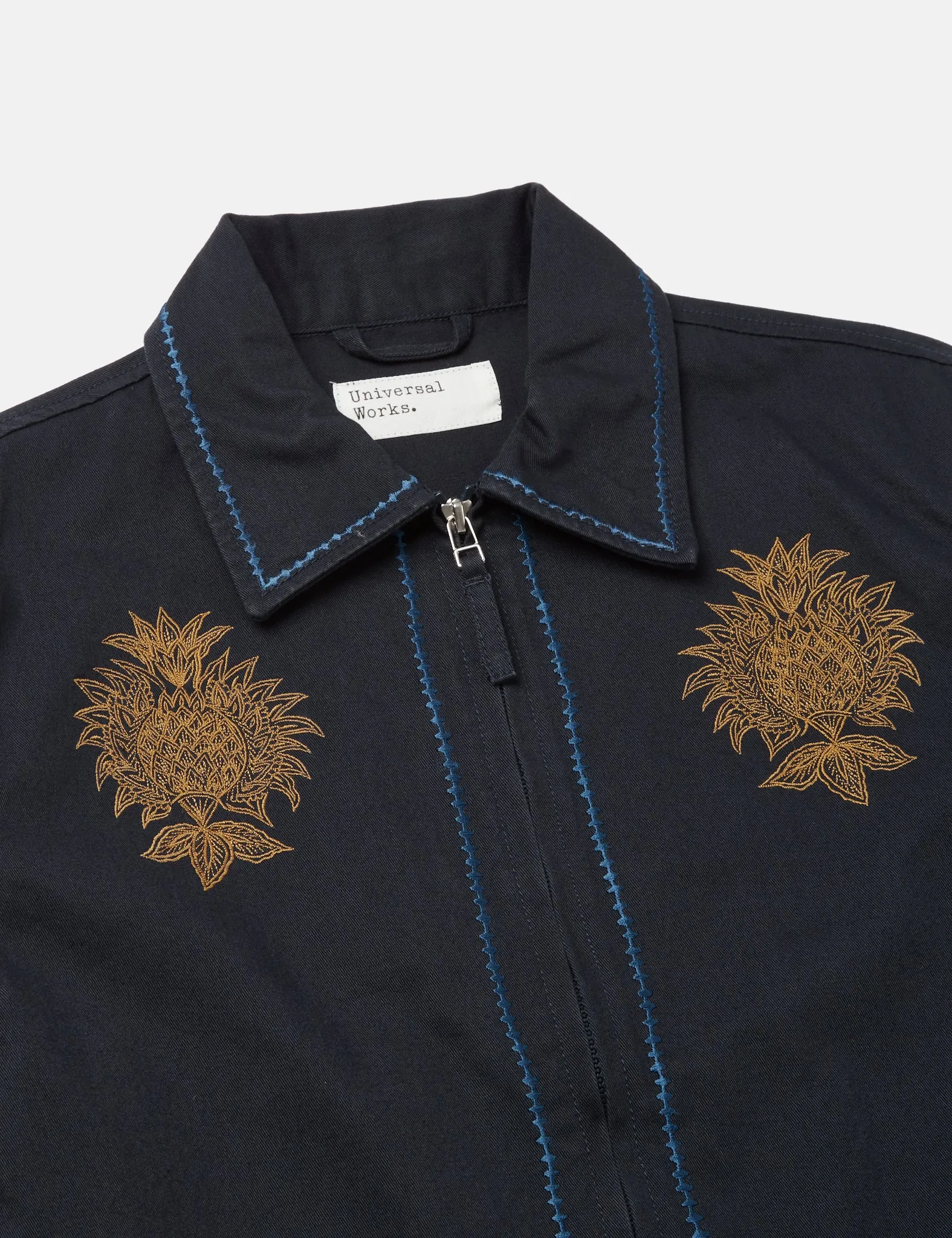 Universal Works Ancramdale Embroidered Jacket (Twill) - Navy Blue