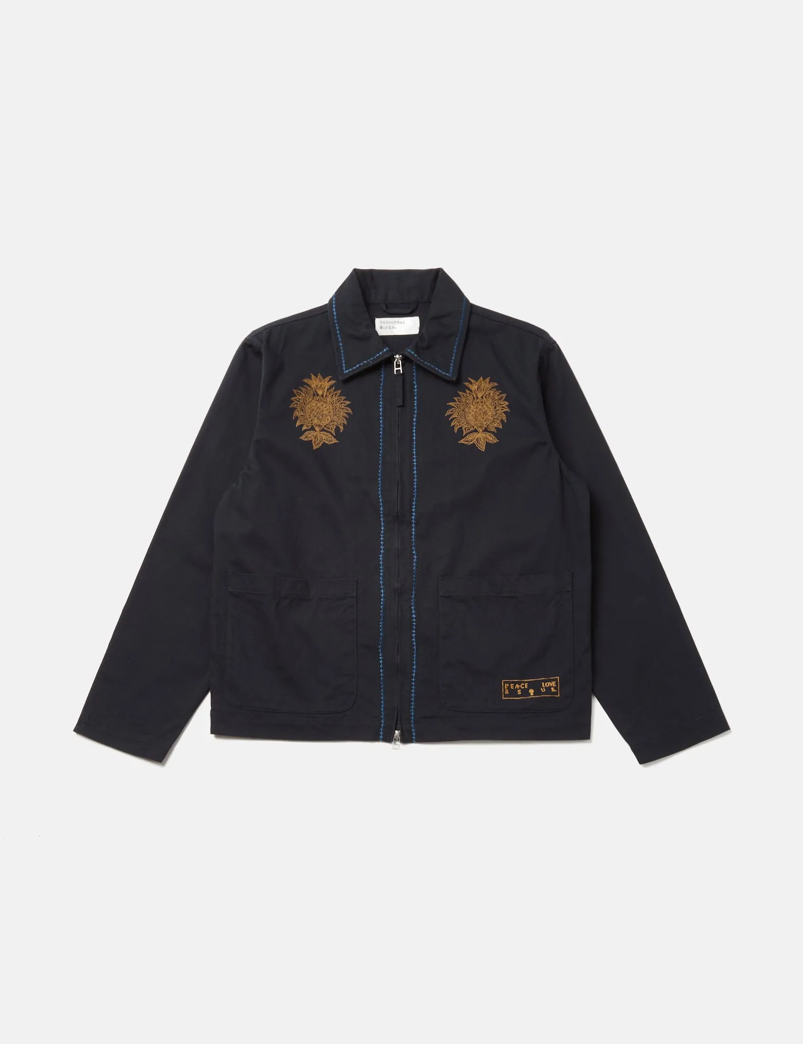 Universal Works Ancramdale Embroidered Jacket (Twill) - Navy Blue