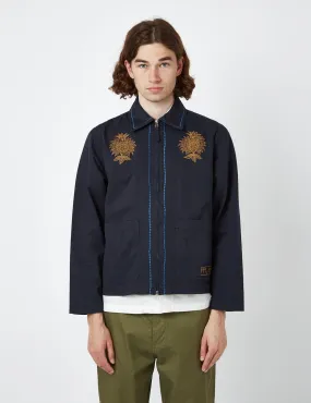 Universal Works Ancramdale Embroidered Jacket (Twill) - Navy Blue