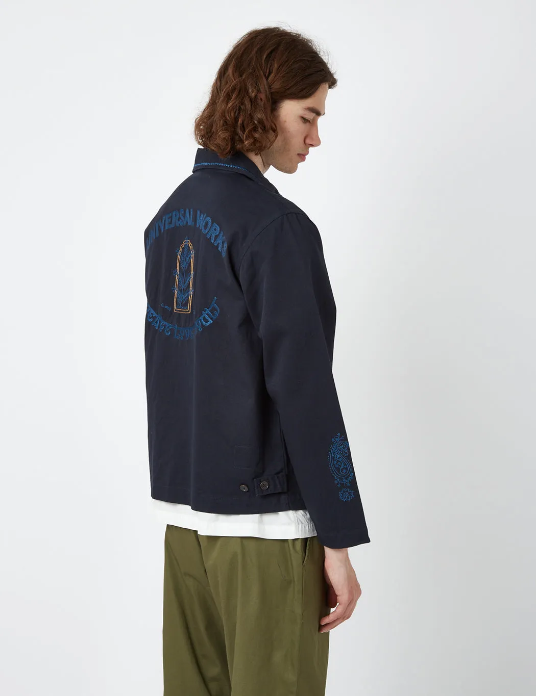 Universal Works Ancramdale Embroidered Jacket (Twill) - Navy Blue