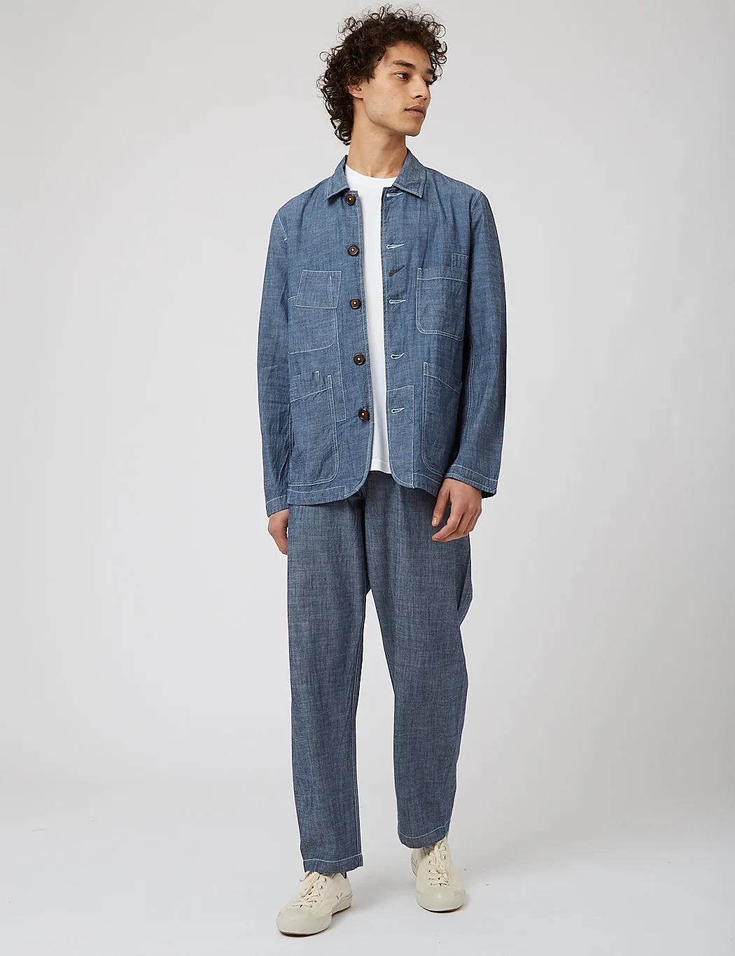 Universal Works Bakers Jacket (Patched) - Chambray Indigo