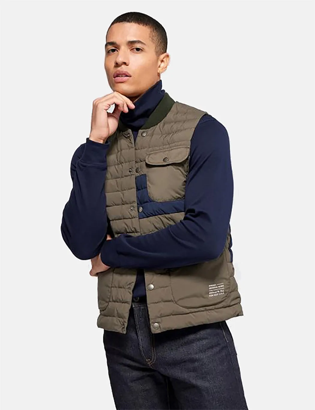 Universal Works x Pyrenex Down Gilet - Sauge Green