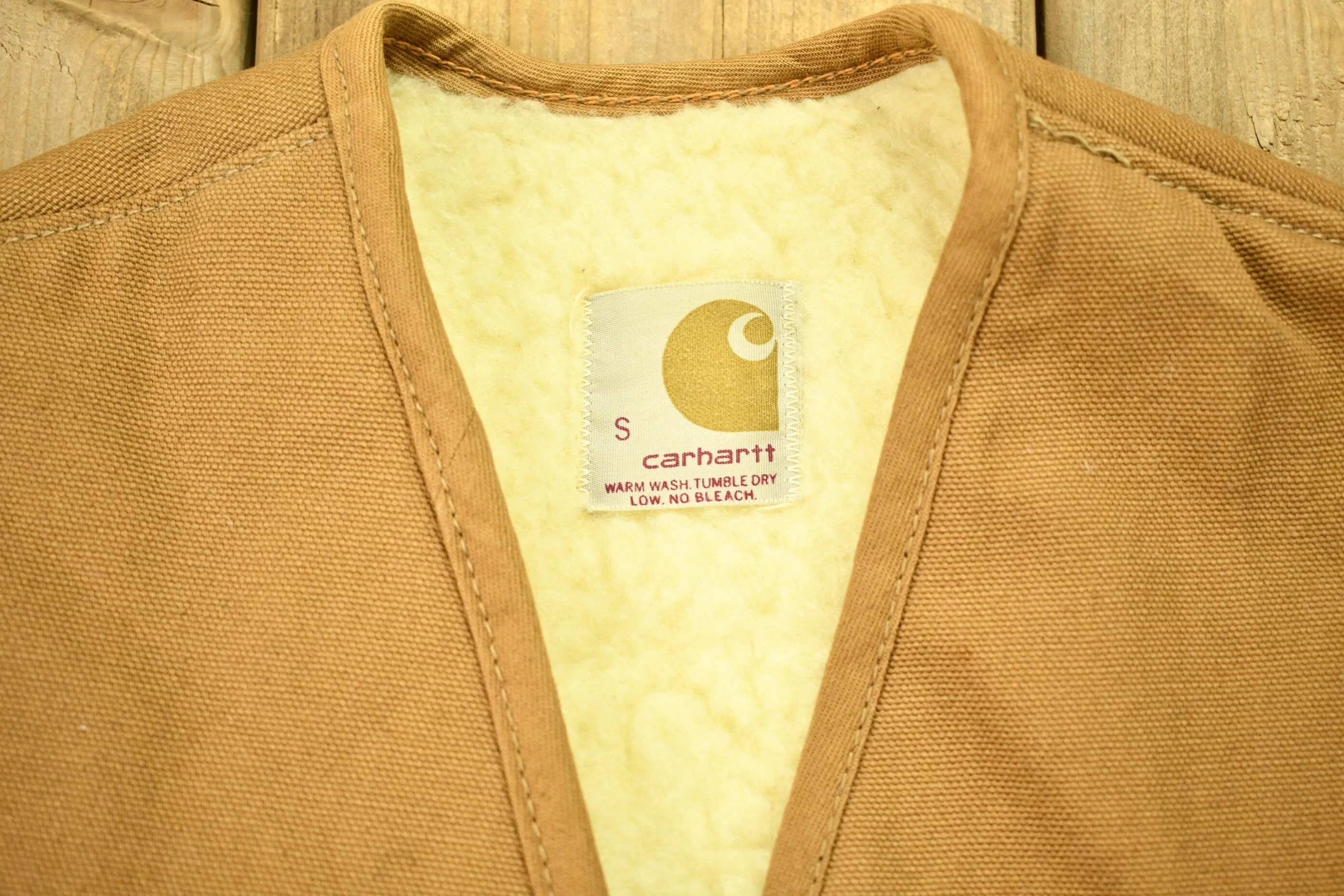 Vintage 1980s Carhartt Sherpa Vest / Workwear / Streetwear / Made In USA / 80s / Sherpa Lined Jacket / Distressed Carhartt / Union Made