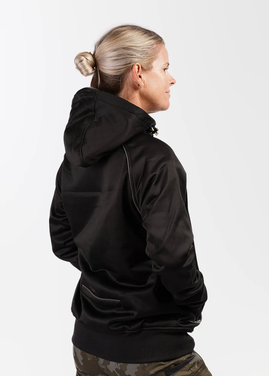 Women's fleece zip front hoodie with sherpa lining