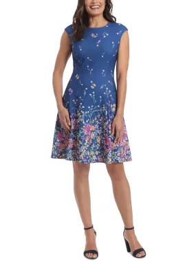 Womens Floral Print Crepe Midi Dress