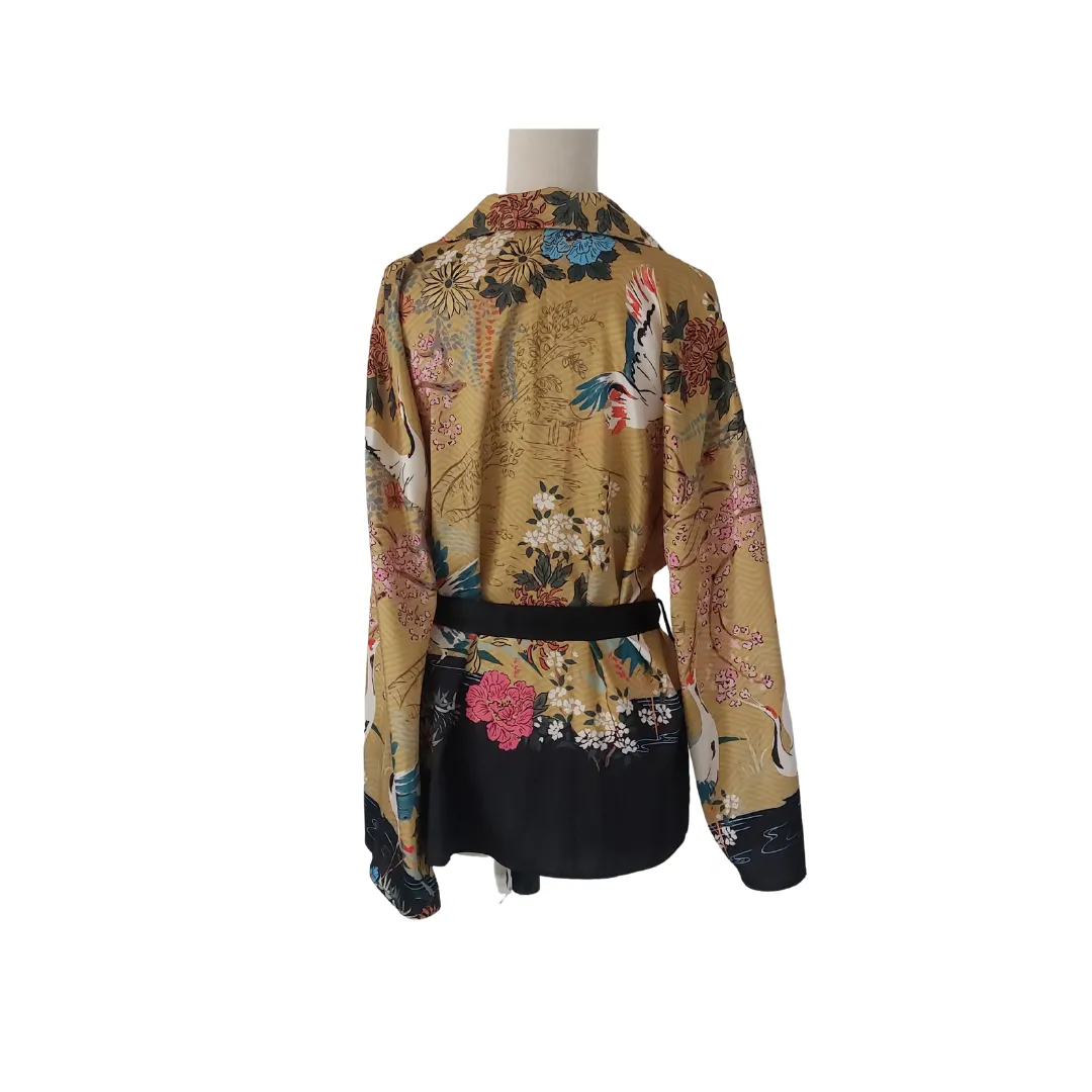 ZARA Black Bird Print Jacket Top | Gently Used |