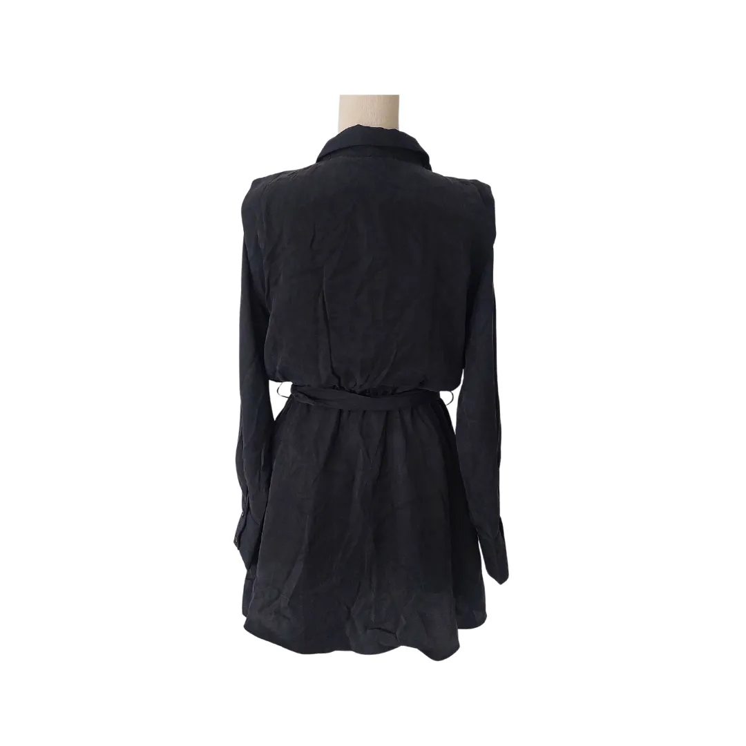 ZARA Black Soft Collared Belted Knee-length Tunic / Dress | Brand new |