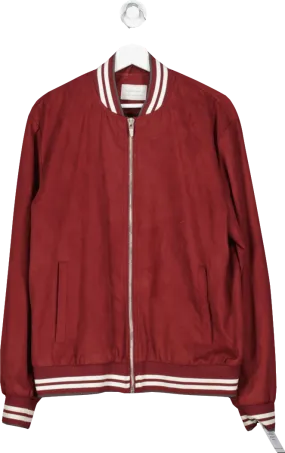 ZARA Red Burgundy Faux Suede Bomber Jacket UK XXL