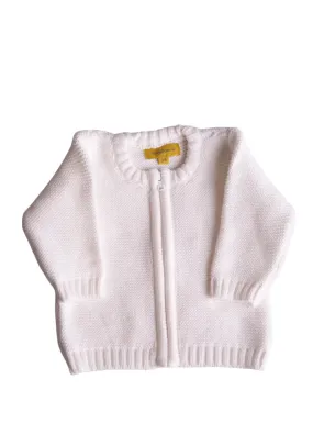 Zipped Cardigan - White